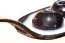 Blueberries on spoon