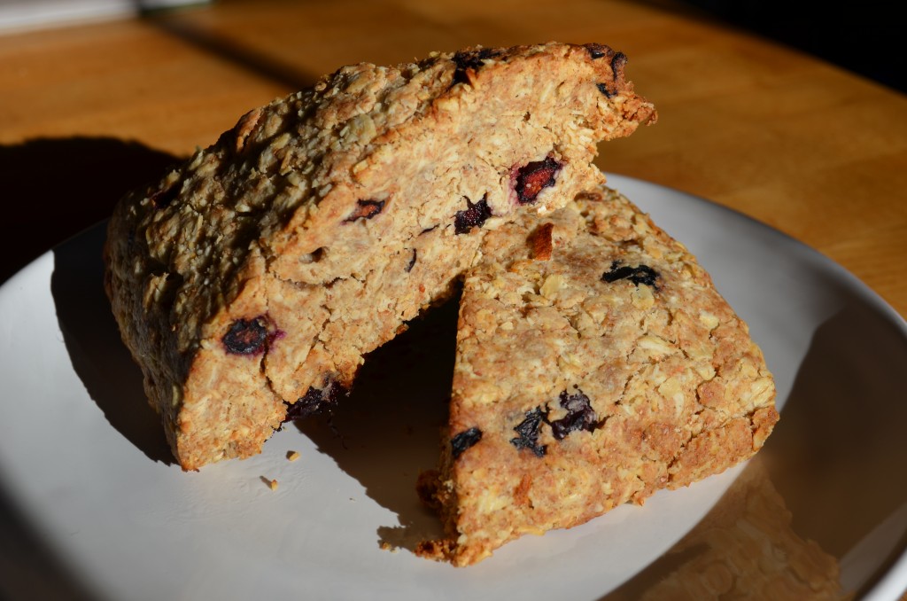 white plate with two baked scones