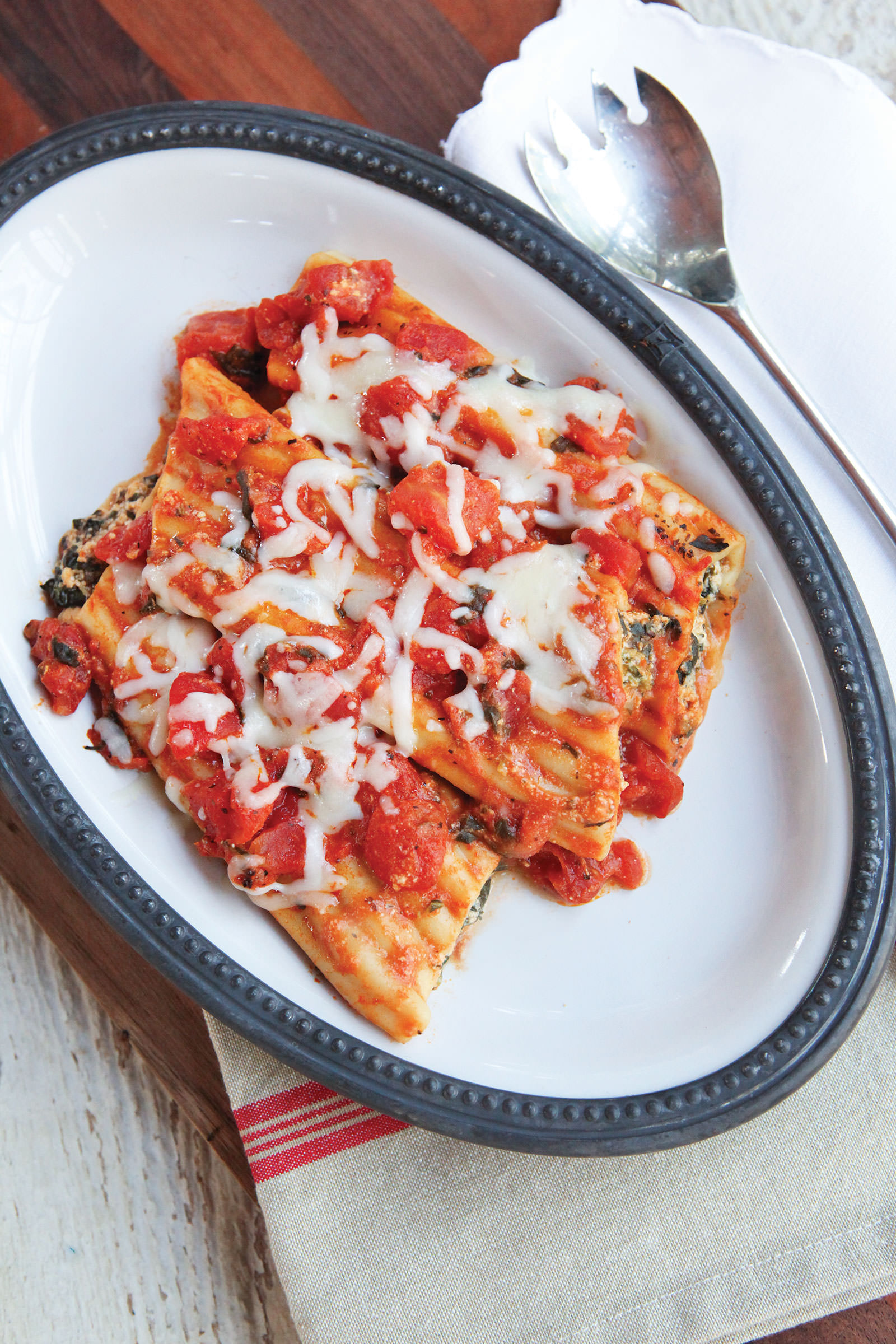 Spinach and Three-Cheese Manicotti