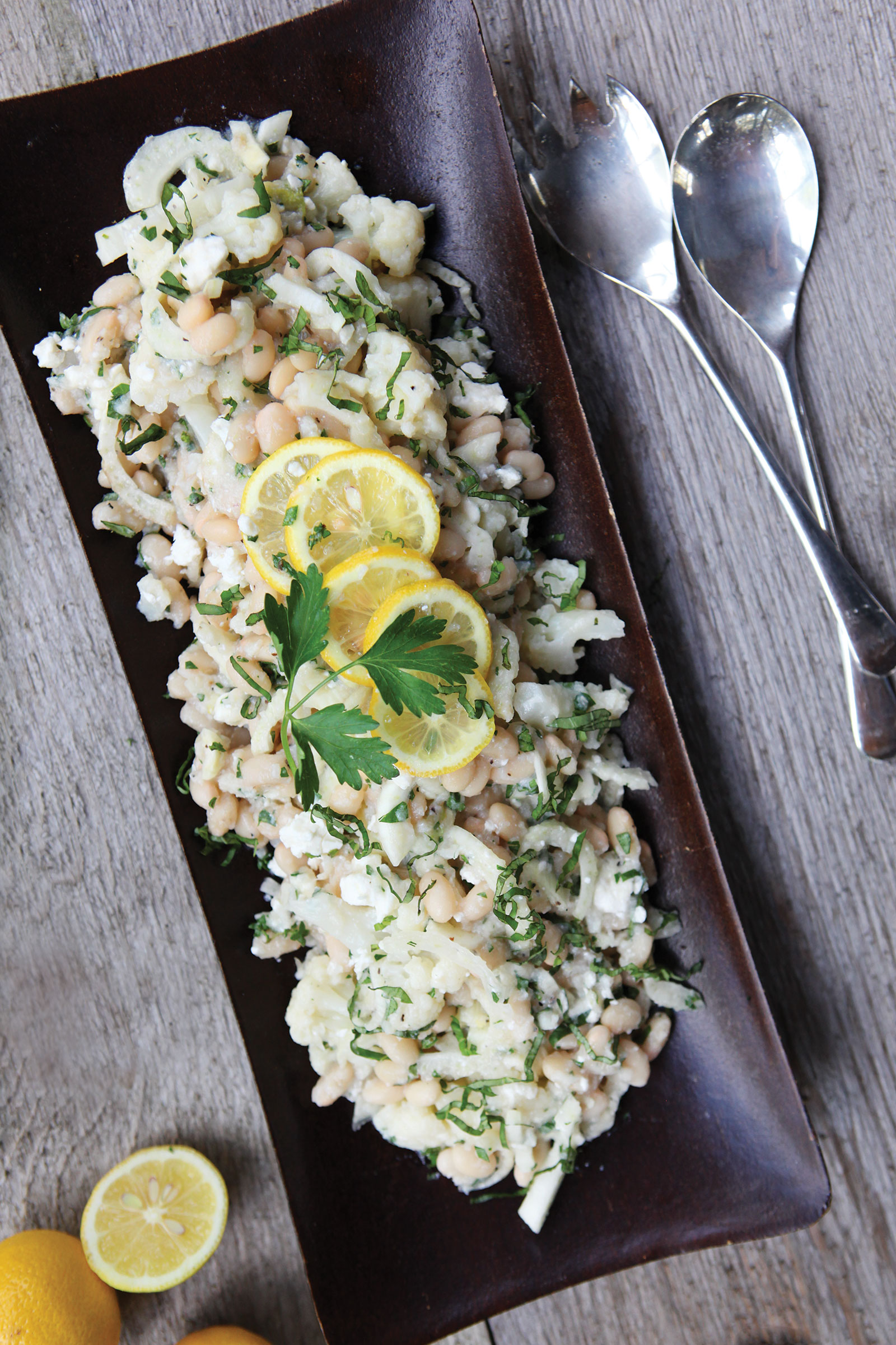 Great Northern Beans with Cauliflower, Fennel and Feta