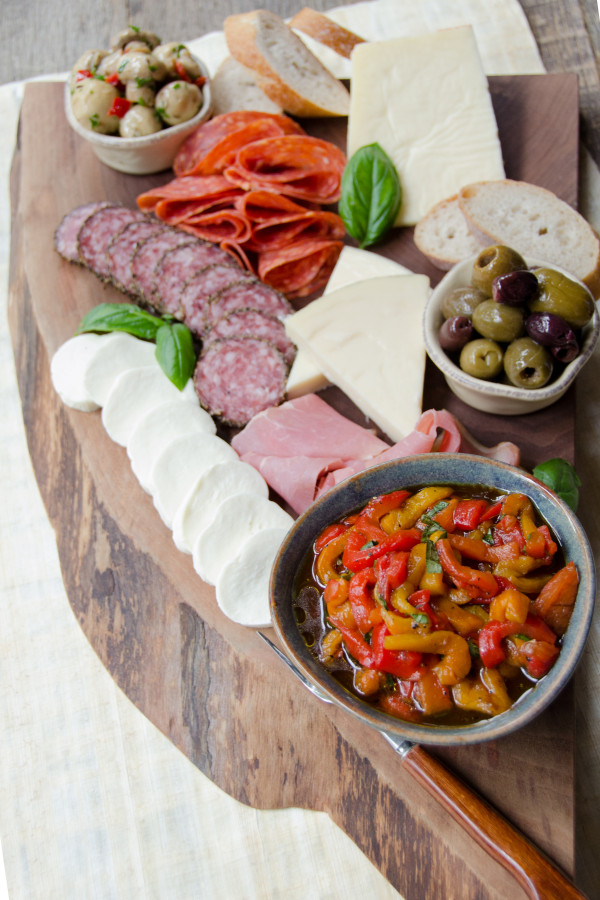 Tuscan Board with Marinated Roasted Peppers